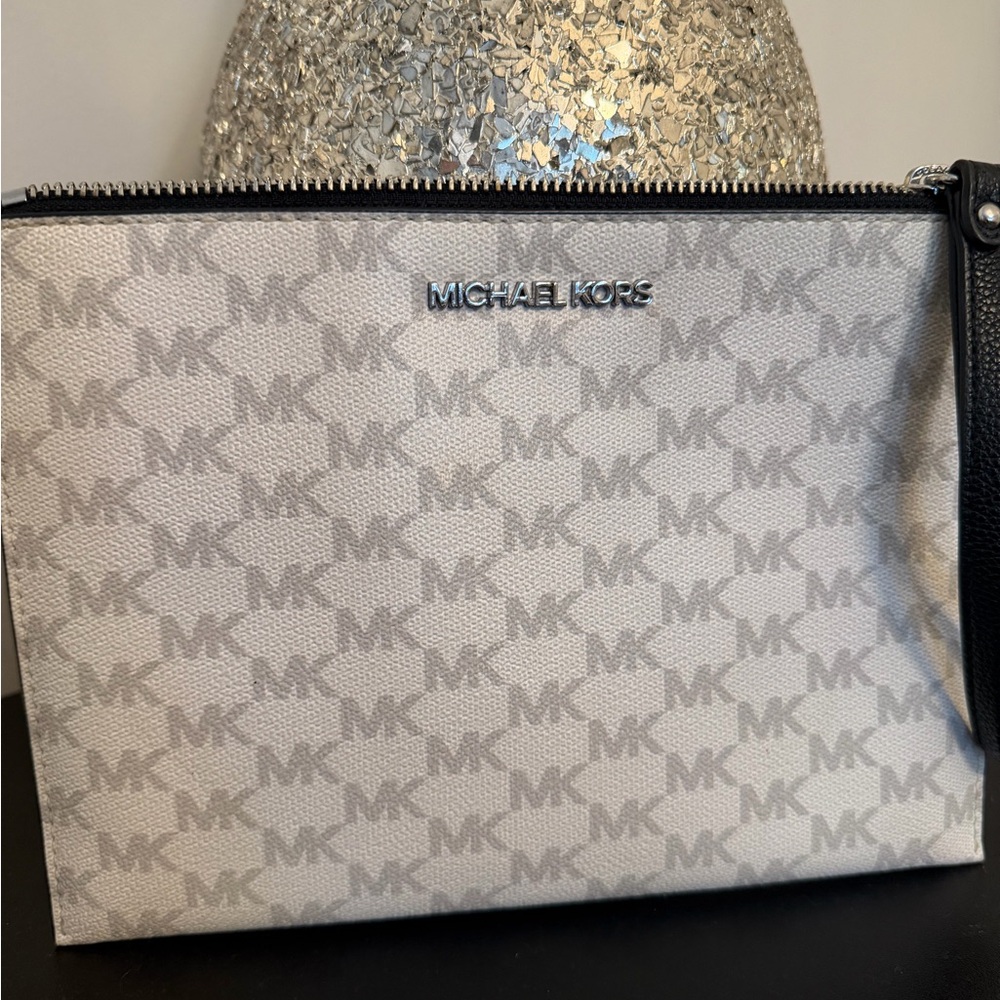 Michael Kors Monogram Toiletry Bag in Gray and Black